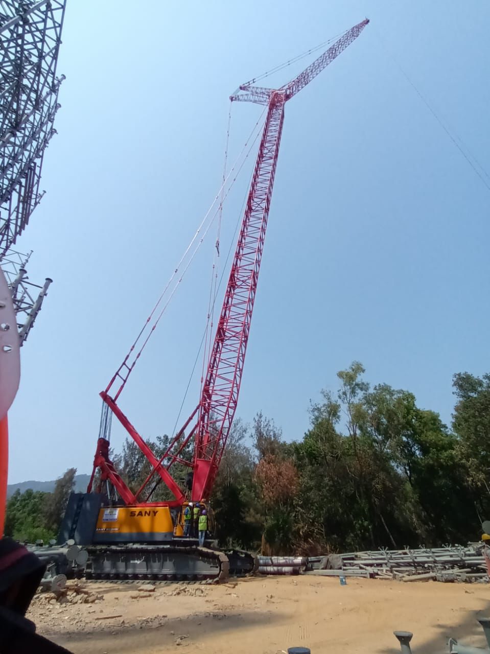 SANY crawler crane at construction site